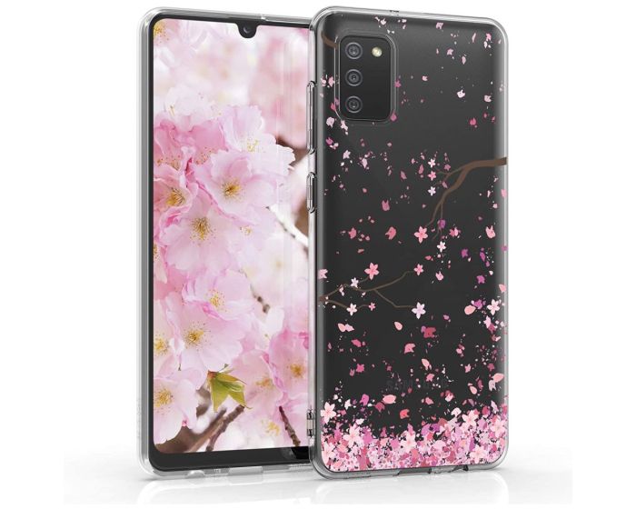 KWmobile Slim Fit Gel Case Cherry Blossoms (54046.01) Θήκη Σιλικόνης Διάφανη / Ροζ (Samsung Galaxy A02s)