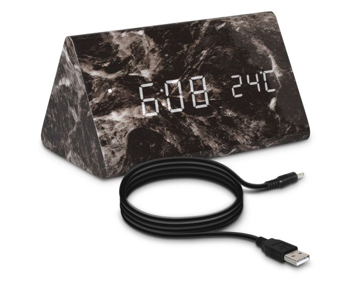 KWmobile Digital Alarm Clock (40799) Επιτραπέζιο Ρολόι Design Marble Black