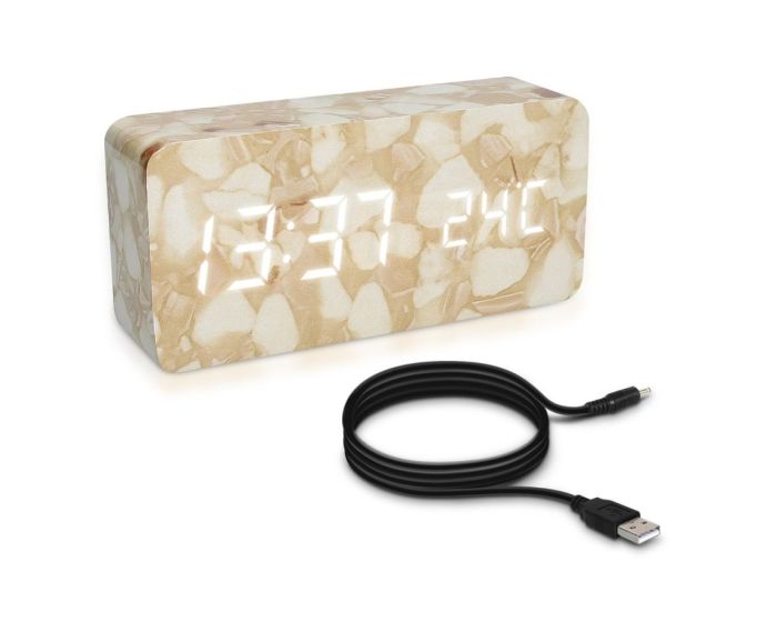 KWmobile Digital Alarm Clock (39179) Επιτραπέζιο Ρολόι Design Marble White