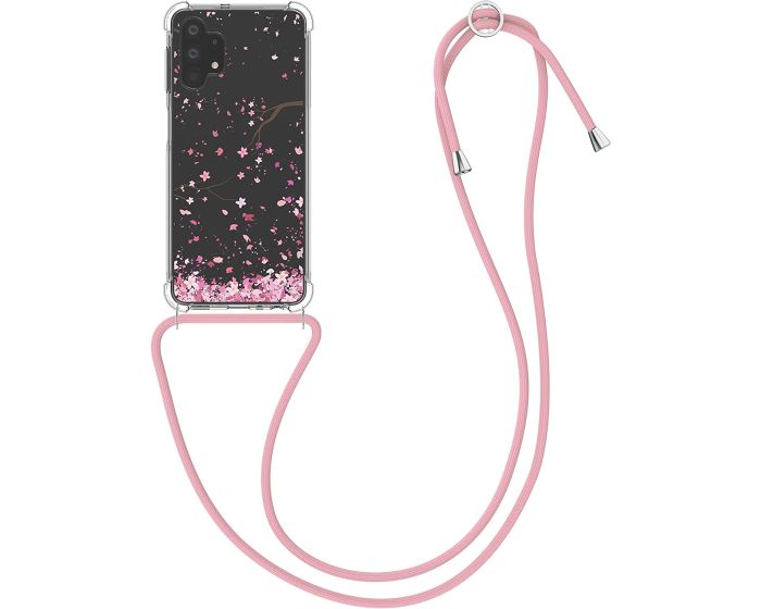 KWmobile Crossbody Silicone Case with Neck Cord Lanyard Strap (57738.03) Cherry Blossoms (Samsung Galaxy A32 5G)