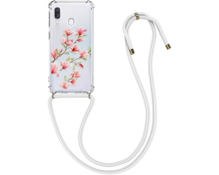 KWmobile Crossbody Silicone Case with Neck Cord Lanyard Strap (49349.01) Magnolia (Samsung Galaxy A40)