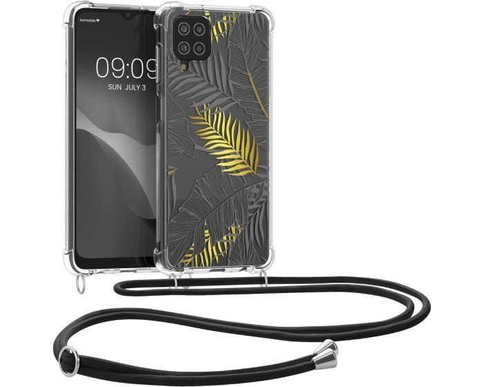 KWmobile Crossbody Silicone Case with Neck Cord Lanyard Strap (56028.01) Palm Leaves (Samsung Galaxy A12)