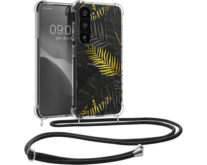 KWmobile Crossbody Silicone Case with Neck Cord Lanyard Strap (60325.03) Palm Leaves (Samsung Galaxy S23)