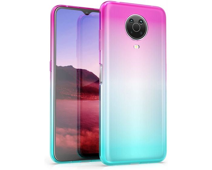 KWmobile TPU Silicone Case (54861.01) Dark Pink / Blue / Transparent (Nokia G10 / G20)