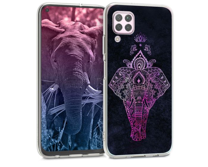 KWmobile Slim Fit Gel Case Elephant Sketch (51990.06) Θήκη Σιλικόνης Μαύρο / Ροζ (Huawei P40 Lite)