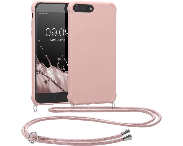 KWmobile Crossbody Silicone Case with Neck Cord Lanyard Strap (49916.154) Mother of Pearl (iPhone 7 Plus / 8 Plus)