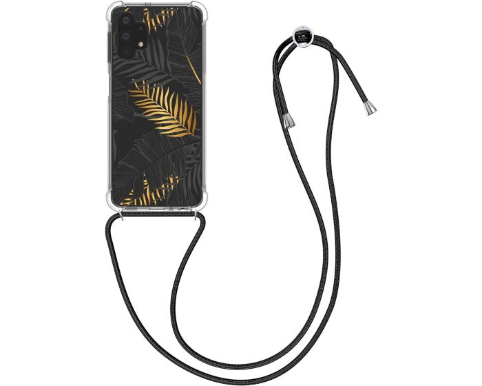 KWmobile Crossbody Silicone Case with Neck Cord Lanyard Strap (57738.02) Palm Leaves (Samsung Galaxy A32 5G)