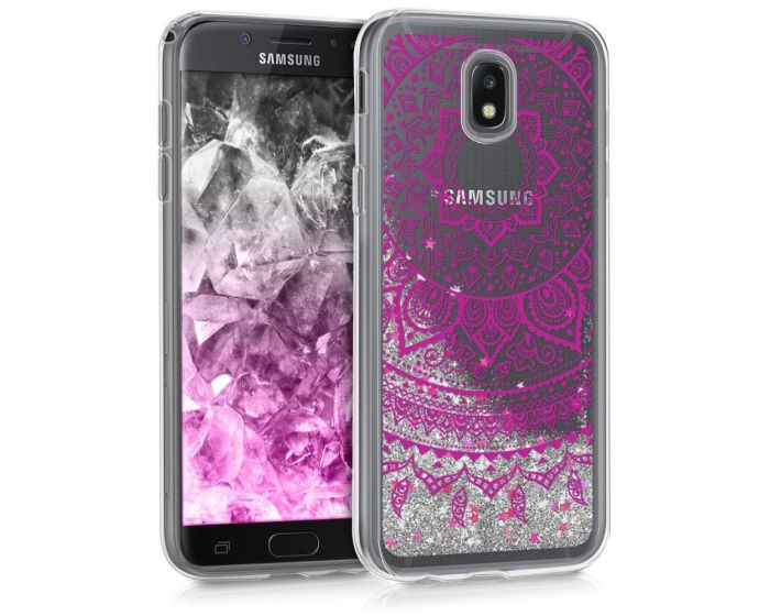 KWmobile Liquid Glitter Snowflake Indian Sun Case (42857.01) Θήκη με Χρυσόσκονη Dark Pink / Silver (Samsung Galaxy J5 2017)