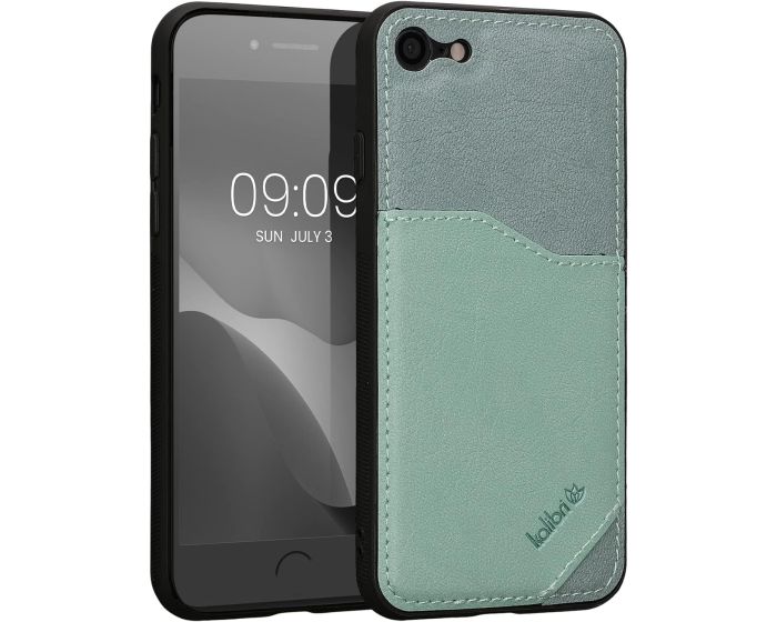 Kalibri Faux Leather Case with Card Slot Σκληρή Θήκη (59262.172) Gray Green / Mint (iPhone 7 / 8 / SE 2020 / 2022)