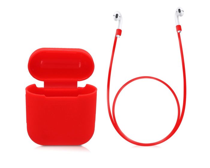 KWmobile Silicone Case & Holding Strap για τα Apple AirPods (43832.09) Red