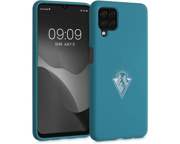 KWmobile Flexible Rubber Case Minimalist Mountain (56335.01) Θήκη Σιλικόνης Petrol (Samsung Galaxy A12)