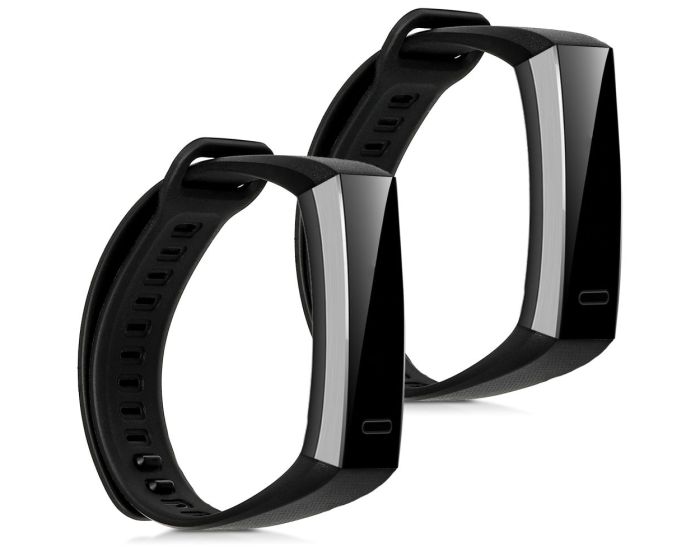KWmobile Silicone Watch Strap (43318.47) 2x Λουράκια Σιλικόνης Black / Black (Huawei Band 2 / 2 Pro)