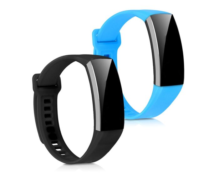 KWmobile Silicone Watch Strap (43318.58) 2x Λουράκια Σιλικόνης Light Blue / Black (Huawei Band 2 / 2 Pro)