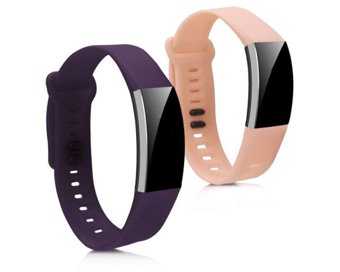 KWmobile Silicone Watch Strap (43318.38) 2x Λουράκια Σιλικόνης Violet / Dusty Pink (Huawei Band 2 / 2 Pro)