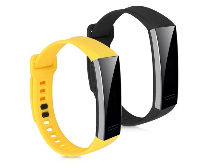 KWmobile Silicone Watch Strap (43318.30) 2x Λουράκια Σιλικόνης Yellow / Black (Huawei Band 2 / 2 Pro)