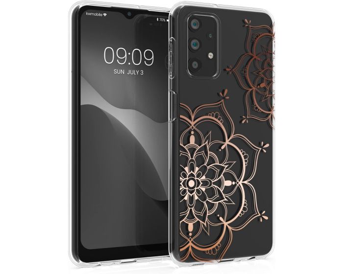 KWmobile Slim Fit Gel Case Flower Twins (58793.02) Θήκη Σιλικόνης Διάφανη / Ροζ Χρυσό (Samsung Galaxy A32 5G)