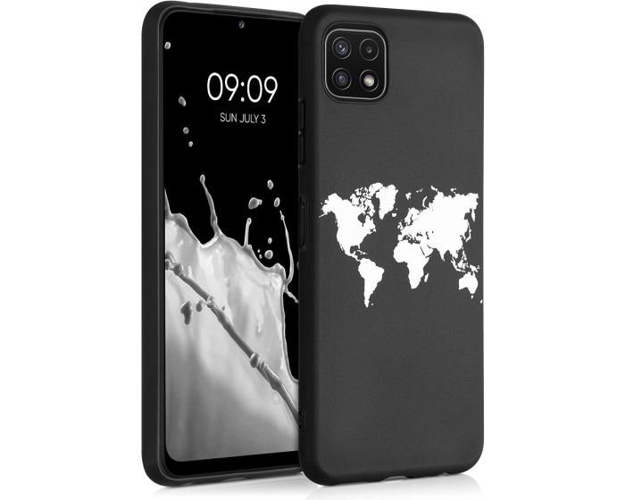 KWmobile TPU Silicone Case (55248.02) Travel Outline White / Black (Samsung Galaxy A22 5G)