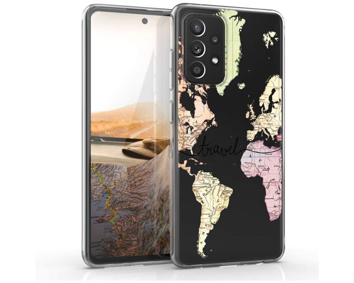 KWmobile Slim Fit Gel Case Travel Outline (54348.01) Θήκη Σιλικόνης Διάφανη / Μαύρη (Samsung Galaxy A52 / A52s)