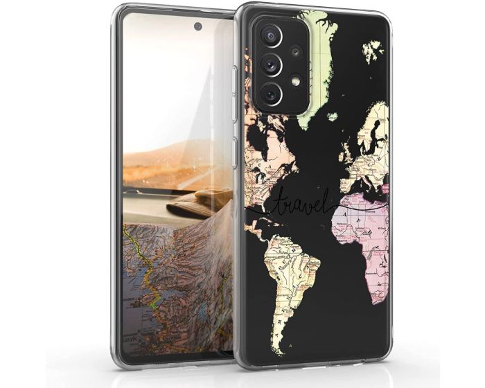 KWmobile Slim Fit Gel Case Travel Outline (54360.01) Θήκη Σιλικόνης Διάφανη / Μαύρη (Samsung Galaxy A72 4G / 5G)