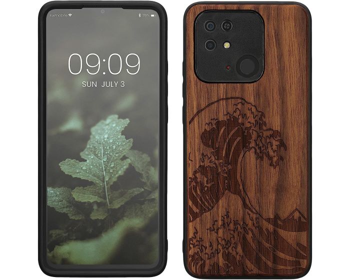 KWmobile Wooden Case The Great Wave (59468.04) Θήκη Ξύλινη Walnut (Xiaomi Redmi 10C)