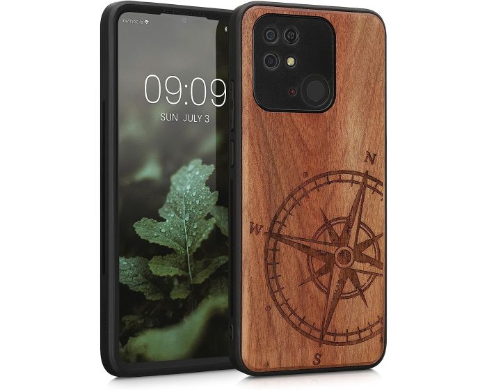 KWmobile Wooden Case Navigational Compass (59468.01) Θήκη Ξύλινη Walnut (Xiaomi Redmi 10C)