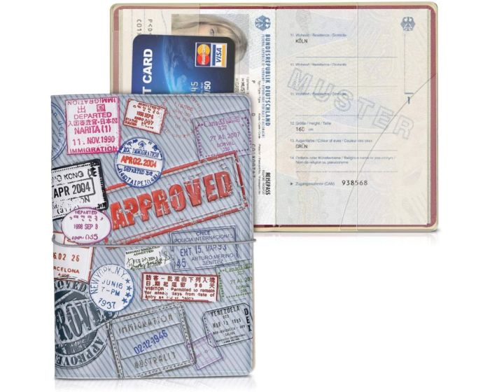 KWmobile Passport Protective Cover (49059.01) Προστατευτική Θήκη για Διαβατήριο Approved Red / White / Grey