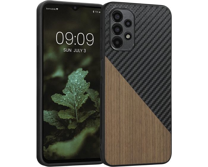 KWmobile Hard Plastic Carbon / Wood Case (58670.01) Black / Brown (Samsung Galaxy A13 4G)