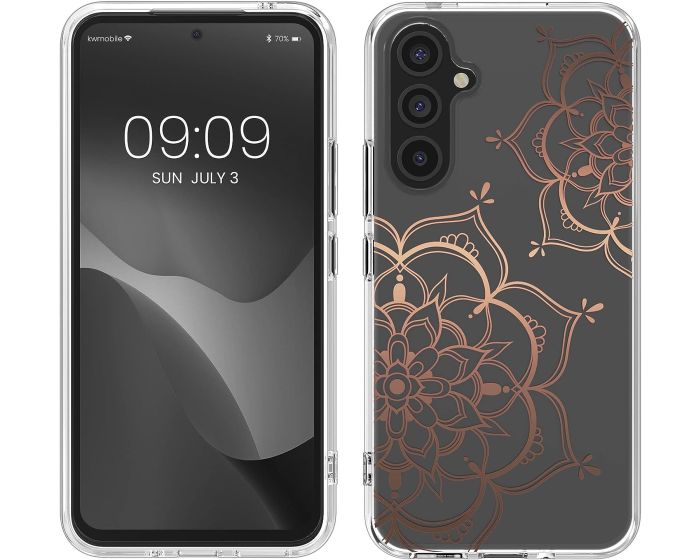 KWmobile Slim Fit Gel Case Flower Twins (60806.02) Θήκη Σιλικόνης Διάφανη / Ροζ Χρυσό (Samsung Galaxy A54 5G)