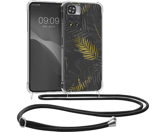 KWmobile Crossbody Silicone Case with Neck Cord Lanyard Strap (58101.03) Palm Leaves (Xiaomi Redmi Note 11 Pro Plus 5G)