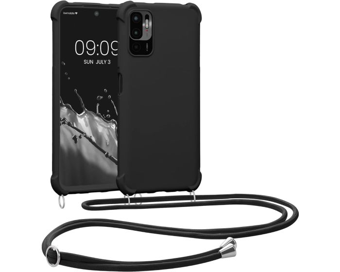 KWmobile Crossbody Silicone Case with Neck Cord Lanyard Strap (59145.01) Black (Xiaomi Poco M3 Pro 5G / Redmi Note 10 5G)