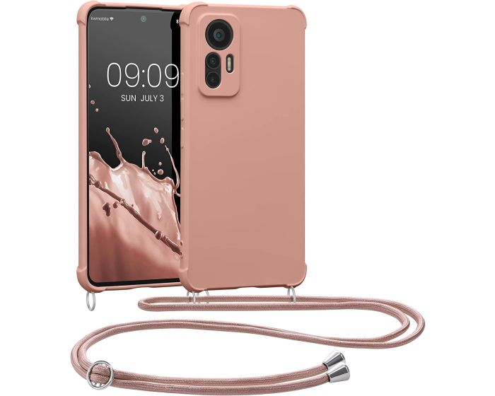 KWmobile Crossbody Silicone Case with Neck Cord Lanyard Strap (59469.154) Mother Of Pearl (Xiaomi 12 Lite)