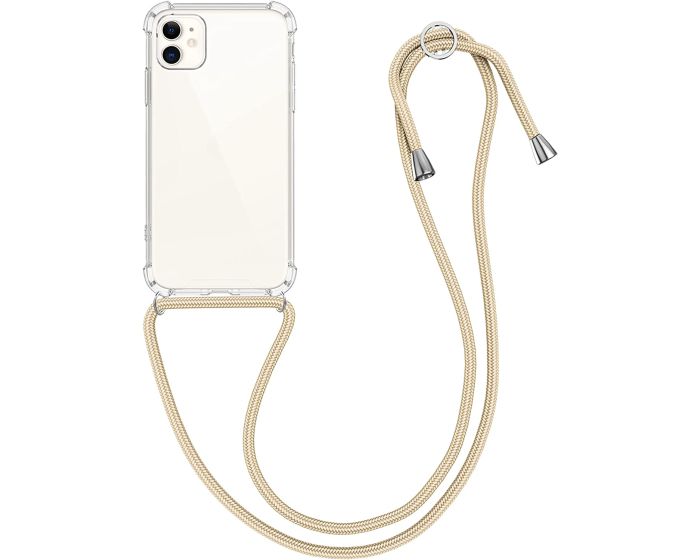 KWmobile Crossbody Silicone Case with Gold Neck Cord Lanyard Strap (49740.10) Διάφανη (iPhone 11)