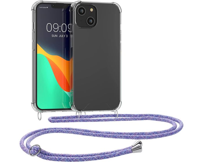 KWmobile Crossbody Silicone Case with Lavender Neck Cord Lanyard Strap (59108.108) Διάφανη (iPhone 14)
