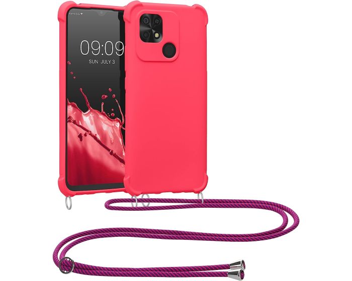 KWmobile Crossbody Silicone Case with Neck Cord Lanyard Strap (59233.238) Awesome Pink (Xiaomi Redmi 10C)