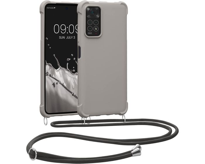 KWmobile Crossbody Silicone Case with Neck Cord Lanyard Strap (58085.43) Taupe (Xiaomi Redmi Note 11 / 11S 4G)