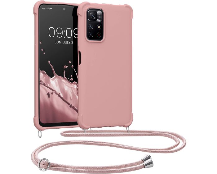 KWmobile Crossbody Silicone Case with Neck Cord Lanyard Strap (58092.154) Mother Of Pearl (Xiaomi Poco M4 Pro 5G / Redmi Note 11T 5G / 11S 5G)