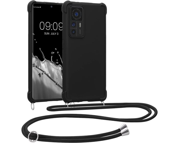 KWmobile Crossbody Silicone Case with Neck Cord Lanyard Strap (60157.01) Black (Xiaomi 12T / 12T Pro)