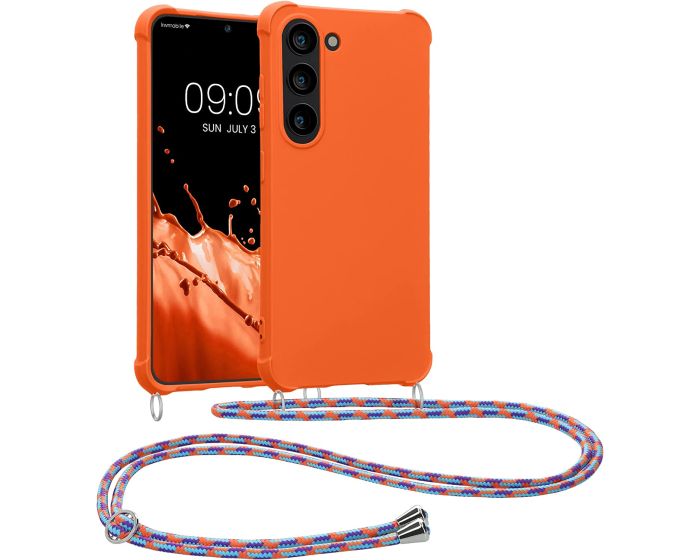 KWmobile Crossbody Silicone Case with Neck Cord Lanyard Strap (60327.203) Orange (Samsung Galaxy S23)