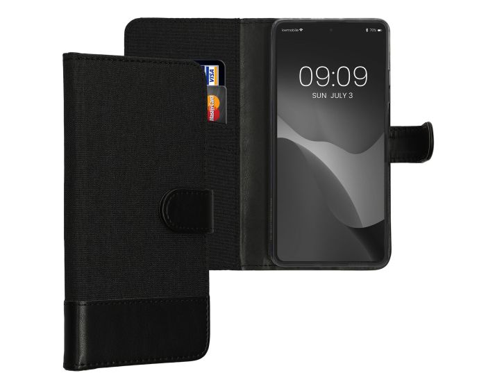 KWmobile Canvas Wallet Case (60737.73) Θήκη Πορτοφόλι με δυνατότητα Stand‏ Black (Xiaomi Redmi Note 12 Pro Plus)