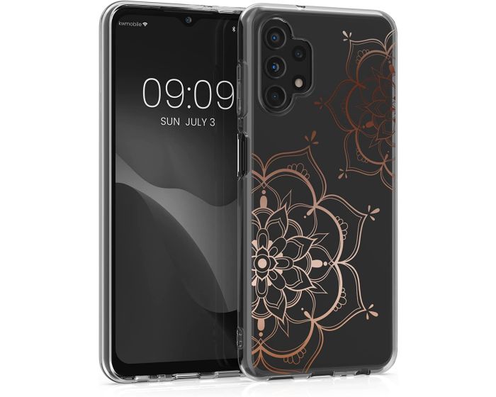 KWmobile Slim Fit Gel Case Flower Twins (58797.02) Θήκη Σιλικόνης Διάφανη / Ροζ Χρυσό (Samsung Galaxy A13 4G)