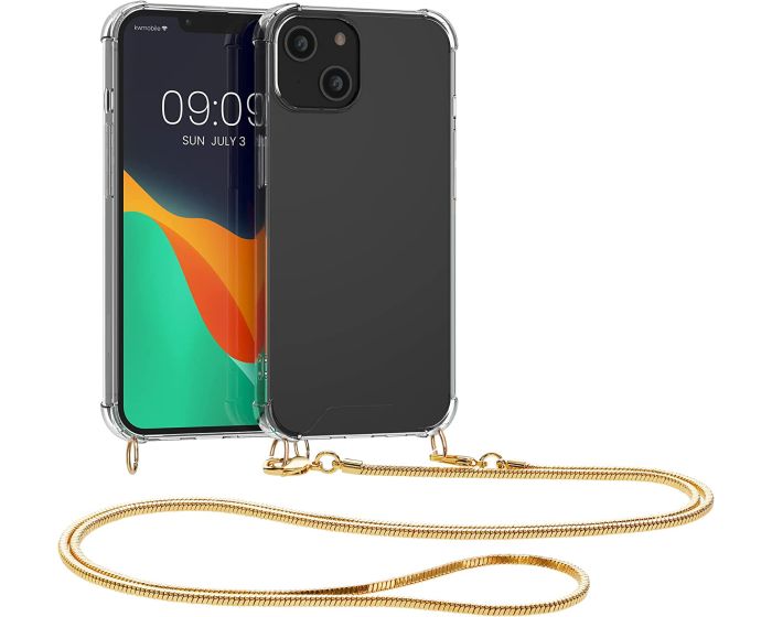 KWmobile Crossbody Silicone Case with Gold Metal Chain (59101.21) Διάφανη (iPhone 14)