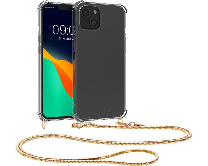 KWmobile Crossbody Silicone Case with Gold Metal Chain (59103.21) Διάφανη (iPhone 14 Plus)