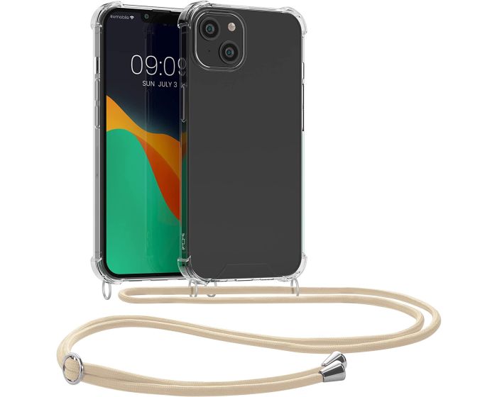 KWmobile Crossbody Silicone Case with Gold Neck Cord Lanyard Strap (59109.21) Διάφανη (iPhone 14 Plus)