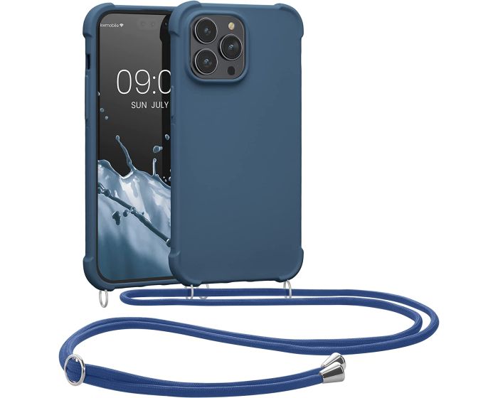 KWmobile Crossbody Silicone Case with Neck Cord Lanyard Strap (59119.17) Dark Blue (iPhone 14 Pro Max)