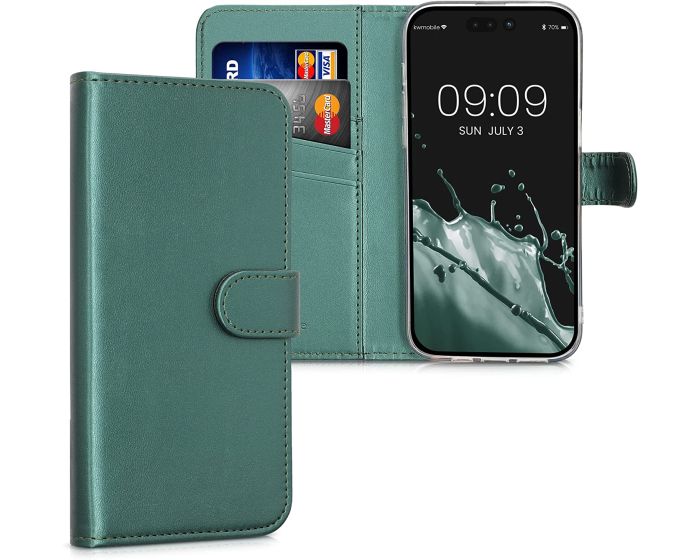 KWmobile PU Leather Wallet Case Θήκη Πορτοφόλι (59215.80) Dark Green (iPhone 14 Pro Max)