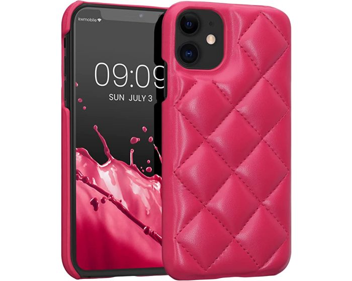 KWmobile Quilted Puffer PU Leather Case (59445.77) Neon Pink (iPhone 11)