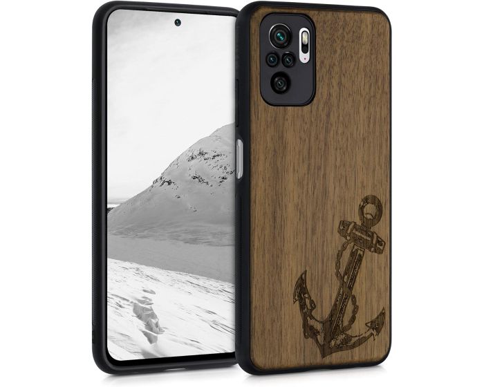 KWmobile Wooden Case Vintage Anchor (54548.03) Θήκη Ξύλινη Dark Brown (Xiaomi Redmi Note 10 / 10S / Poco M5s)
