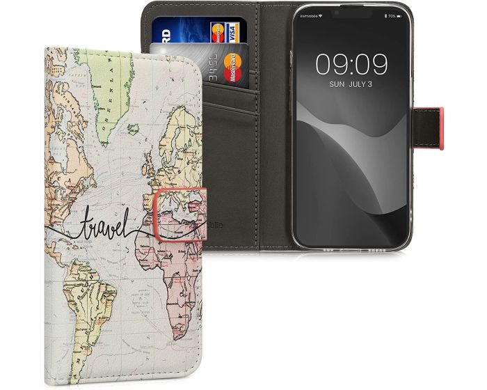 KWmobile Wallet Case Θήκη Πορτοφόλι με δυνατότητα Stand (59208.03) Travel (iPhone 14)