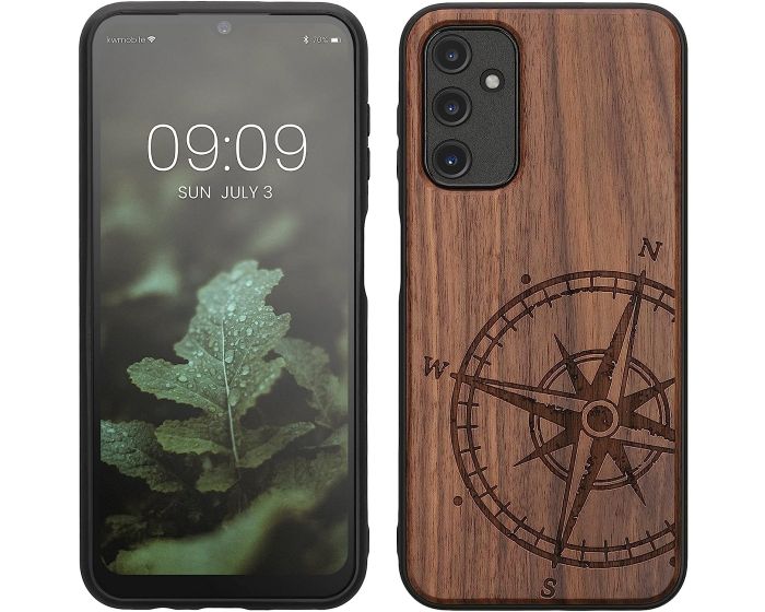 KWmobile Wooden Case Navigational Compass (60817.01) Θήκη Ξύλινη Dark Brown (Samsung Galaxy A14 4G / 5G)