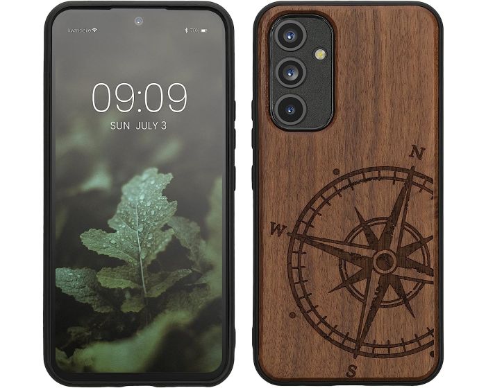 KWmobile Wooden Case Navigational Compass (60799.02) Θήκη Ξύλινη Dark Brown (Samsung Galaxy A54 5G)